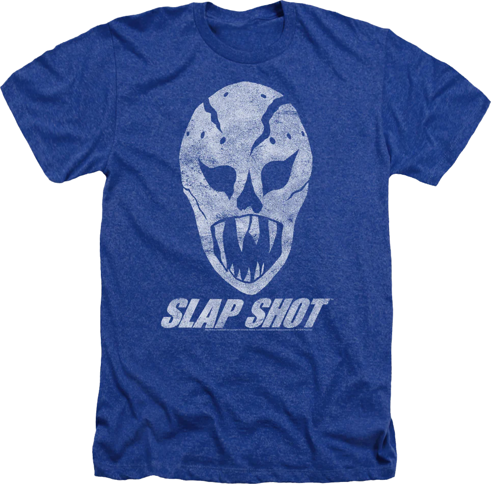 Royal Heather Goalie Mask Slap Shot T-Shirt