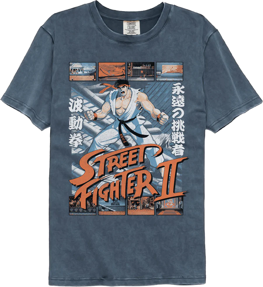 Ryu Fight Scenes Street Fighter II Comfort Colors Brand T-Shirt