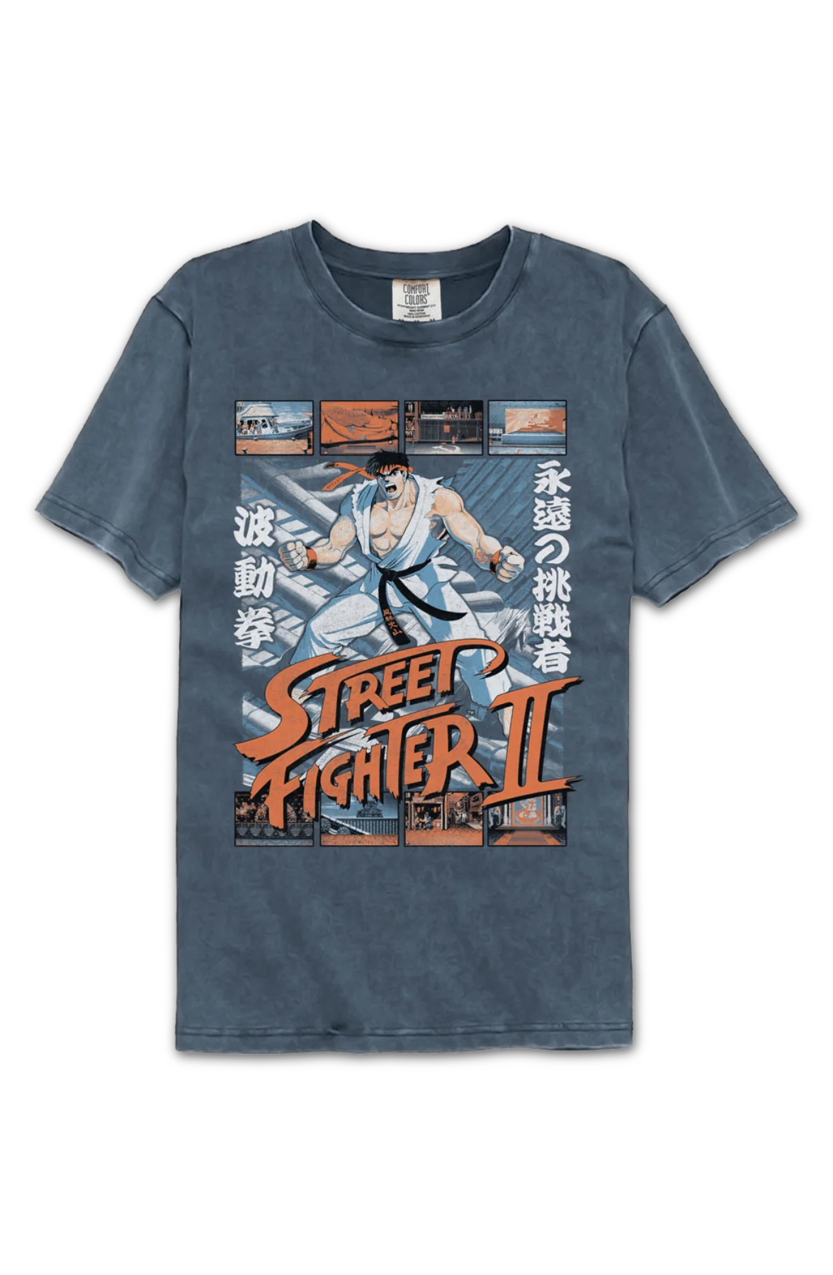 Ryu Fight Scenes Street Fighter II Comfort Colors Brand T-Shirt - Image 2