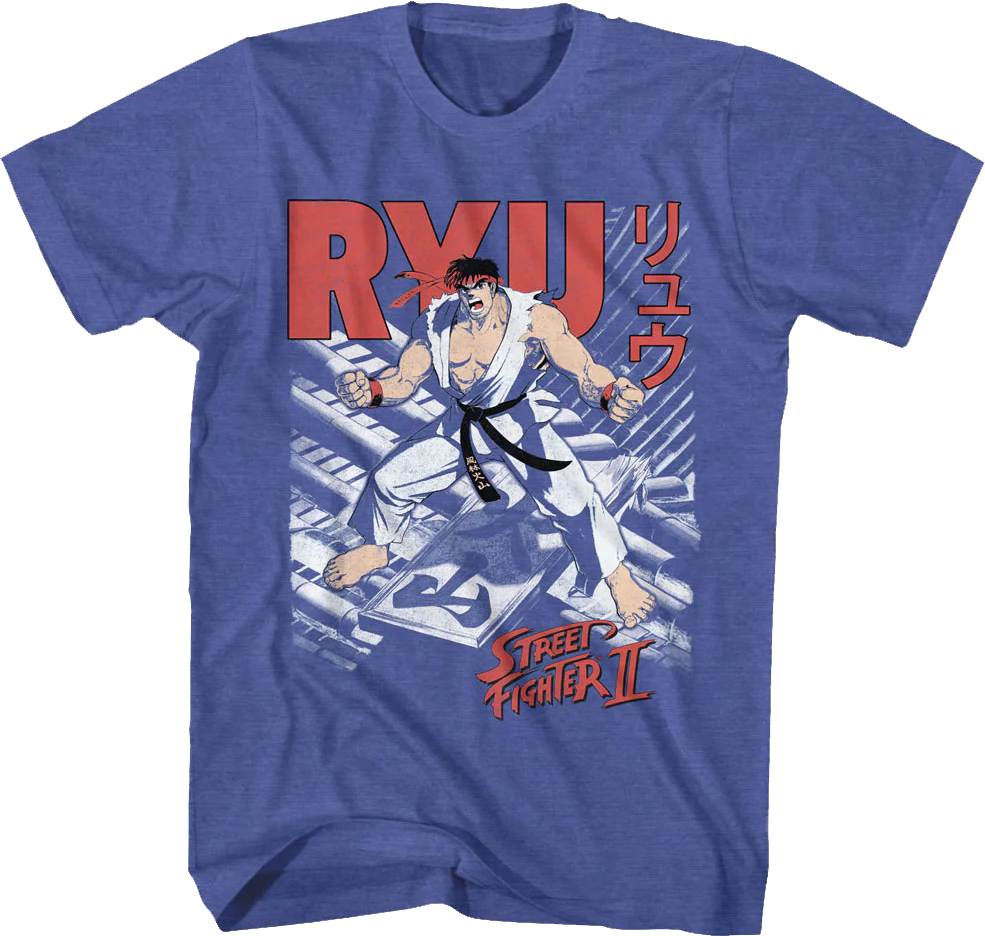 Ryu Japanese Text Street Fighter II T-Shirt