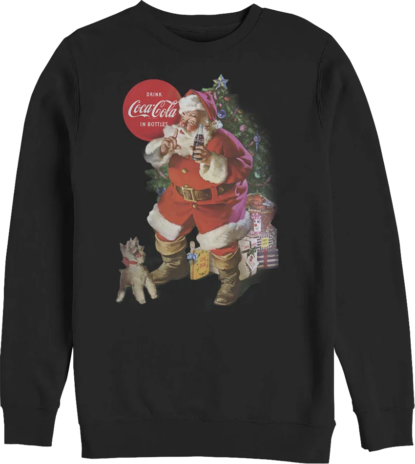Santa Claus And Puppy Coca-Cola Sweatshirt