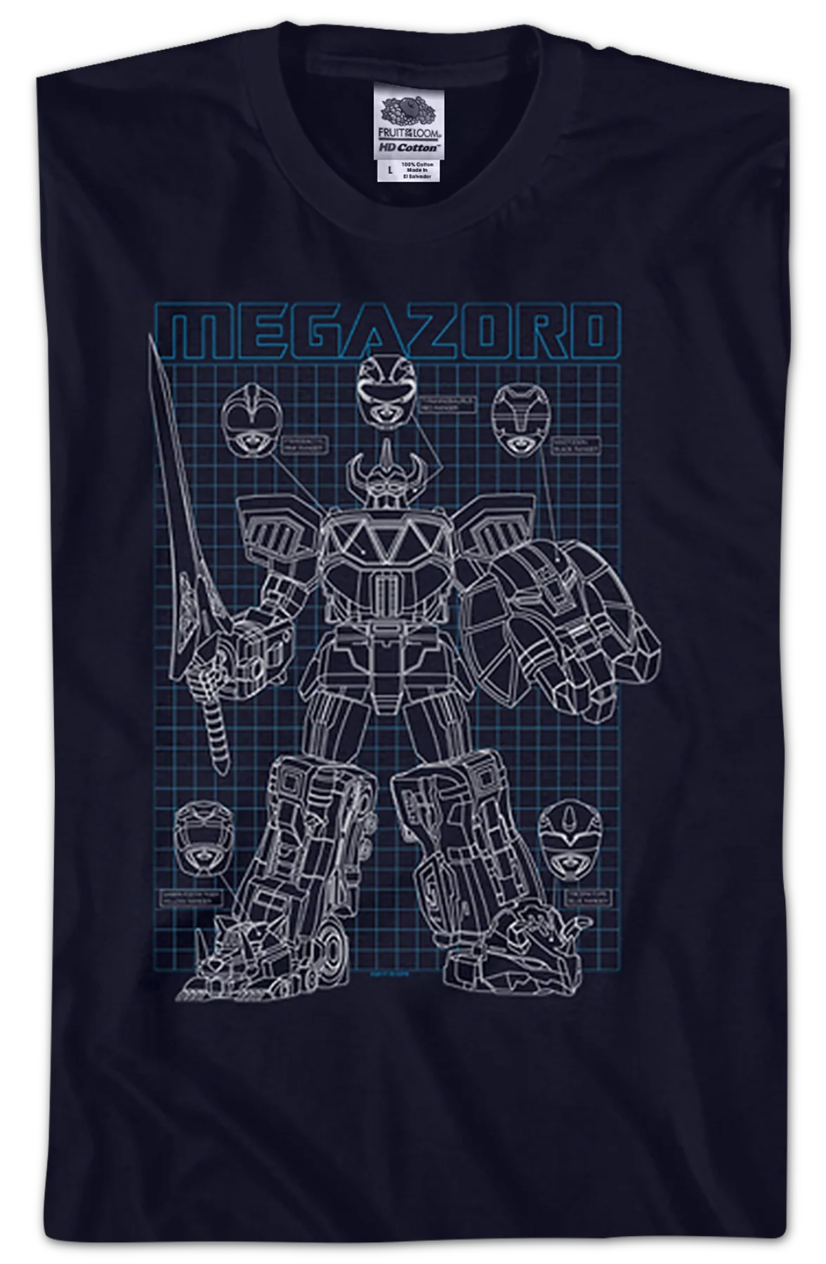 Schematic Megazord Mighty Morphin Power Rangers T-Shirt - Image 2