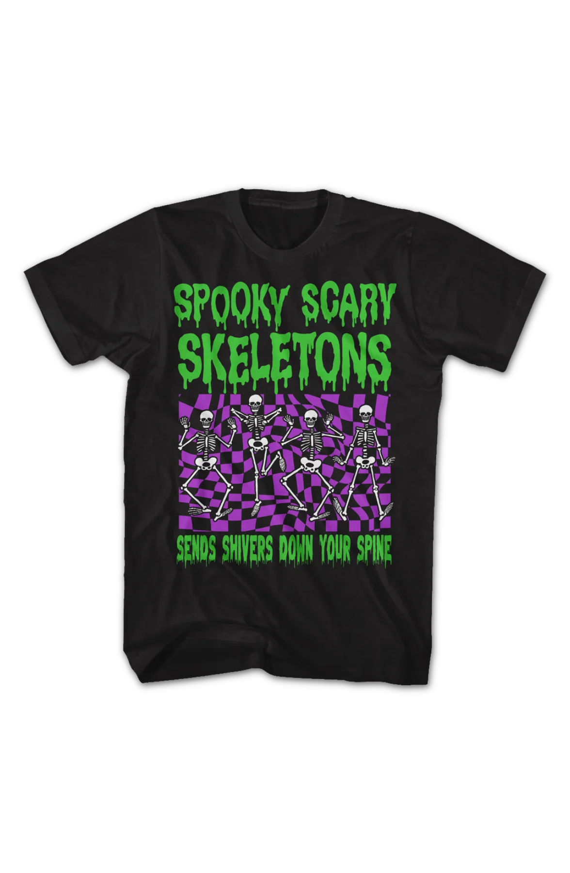 Sends Shivers Down Your Spine Spooky Scary Skeletons T-Shirt - Image 2