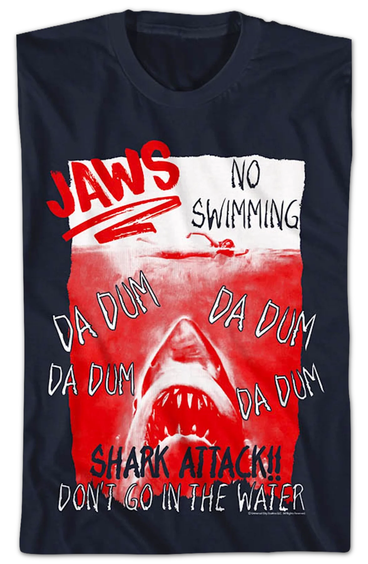 Shark Attack Poster Jaws T-Shirt - Image 2