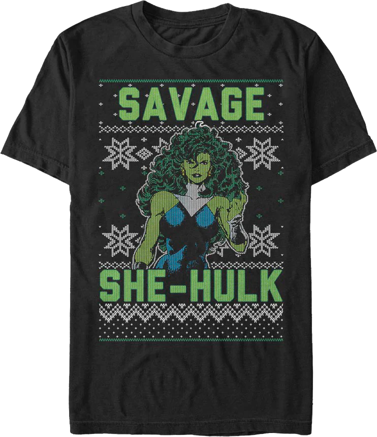 She-Hulk Ugly Faux Knit Marvel Comics T-Shirt