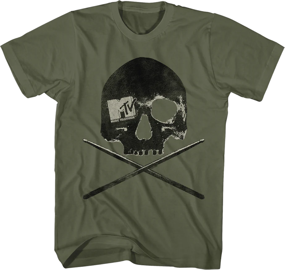 Skull And Drum Sticks MTV Shirt