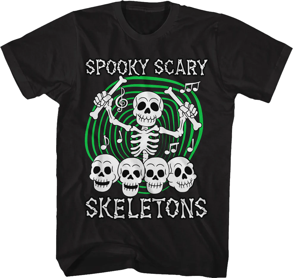 Skull Drummer Spooky Scary Skeletons T-Shirt
