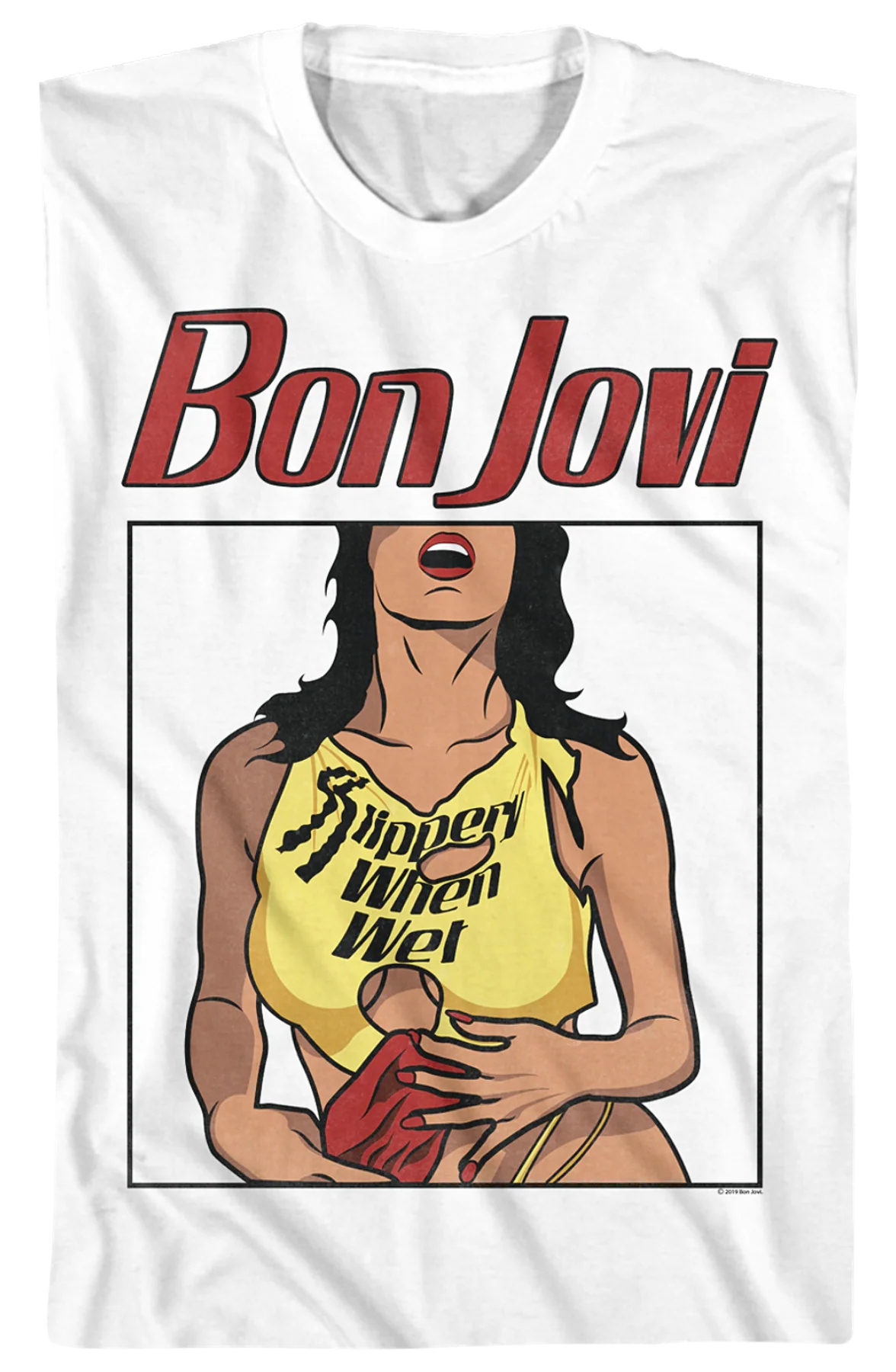 Slippery When Wet Illustration Bon Jovi T-Shirt - Image 2