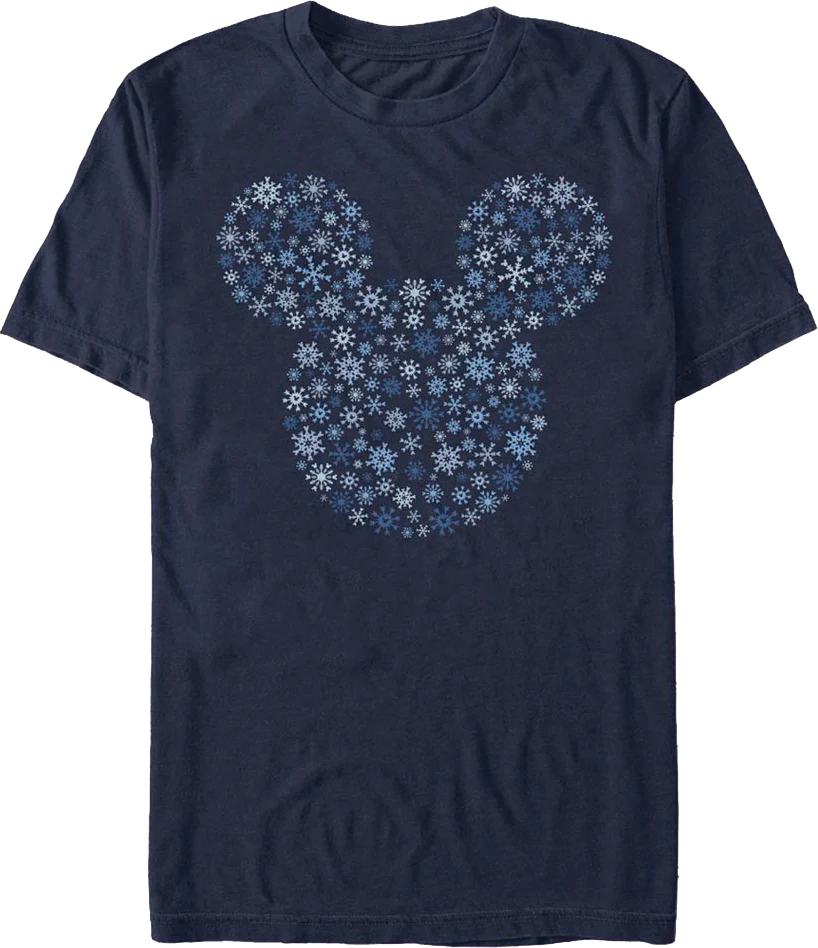 Snowflakes Design Mickey Mouse T-Shirt