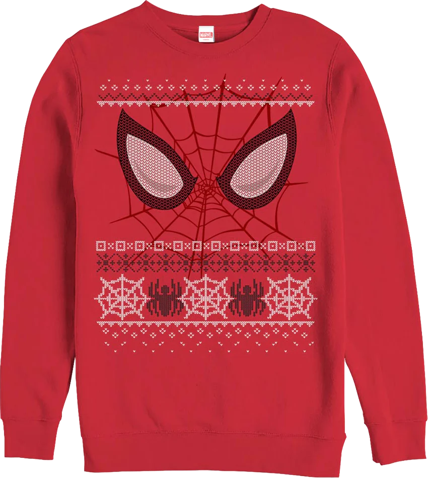 Spider-Man Faux Ugly Christmas Sweater Marvel Comics Sweatshirt
