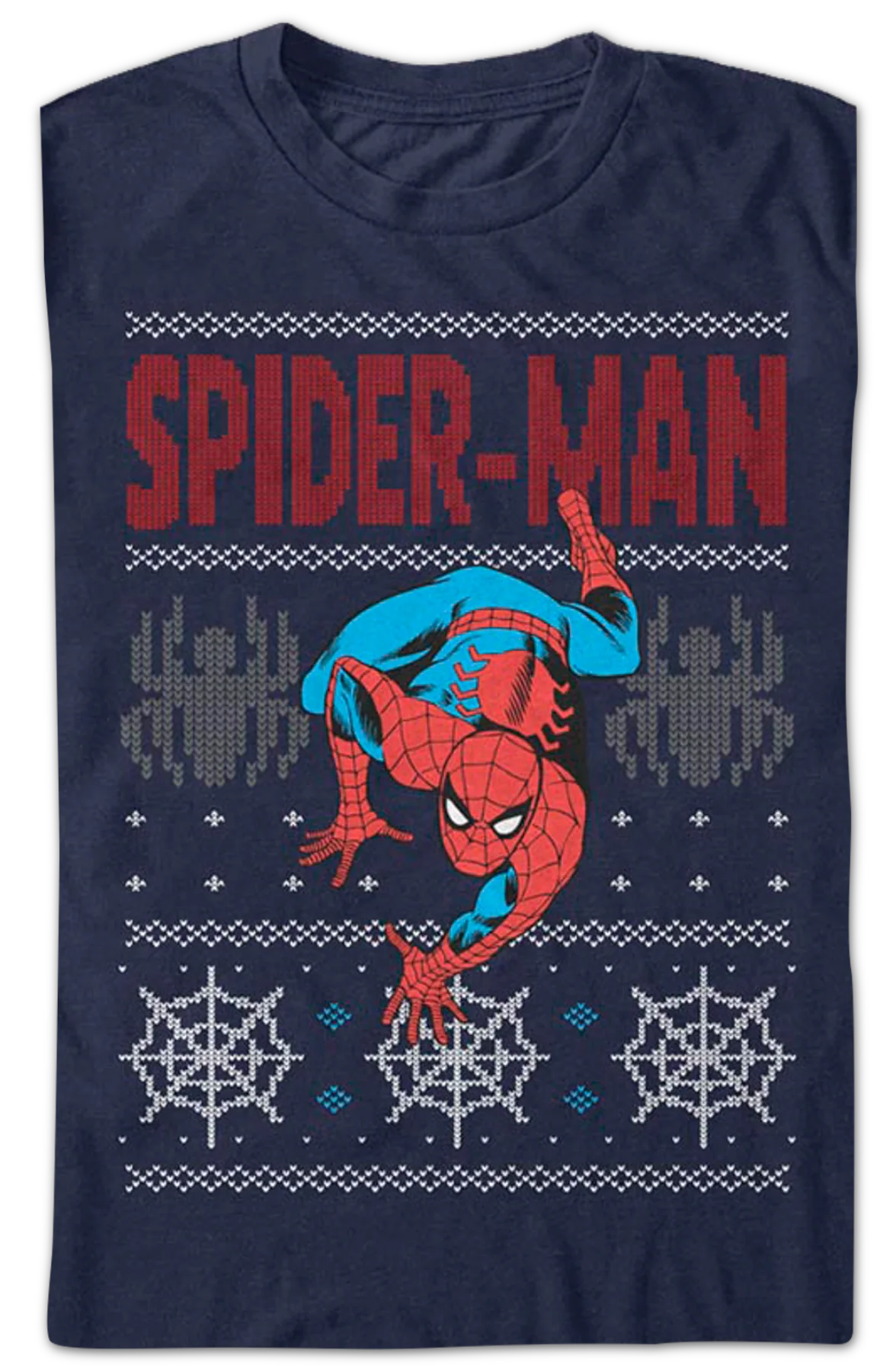 Spider-Man Faux Ugly Christmas Sweater Marvel Comics T-Shirt - Image 2