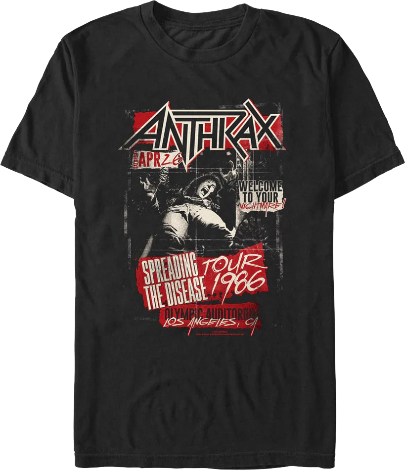 Spreading The Disease Tour 1986 Anthrax T-Shirt