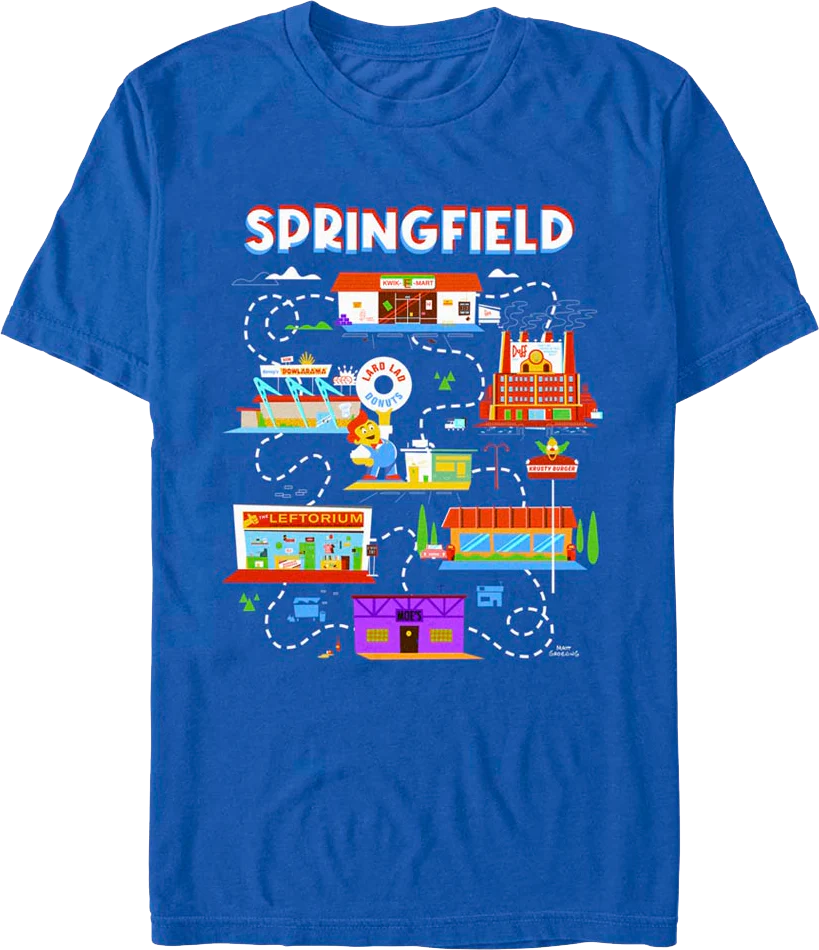 Springfield Map Simpsons T-Shirt