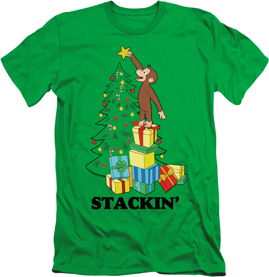 Stackin' Curious George Christmas T-Shirt