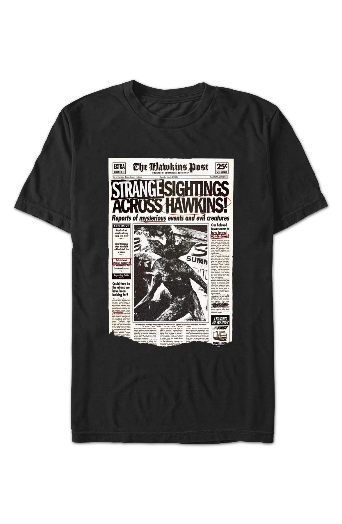 Strange Sightings Across Hawkins Stranger Things T-Shirt - Image 2