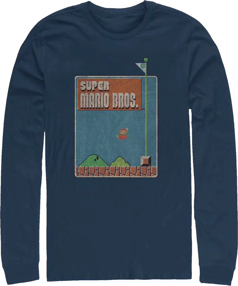 Super Mario Bros. Flagpole Nintendo Long Sleeve Shirt