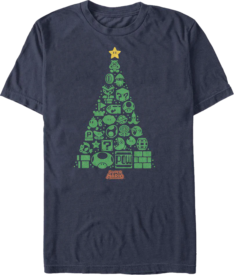 Super Mario Bros. Icons Christmas Tree Nintendo T-Shirt