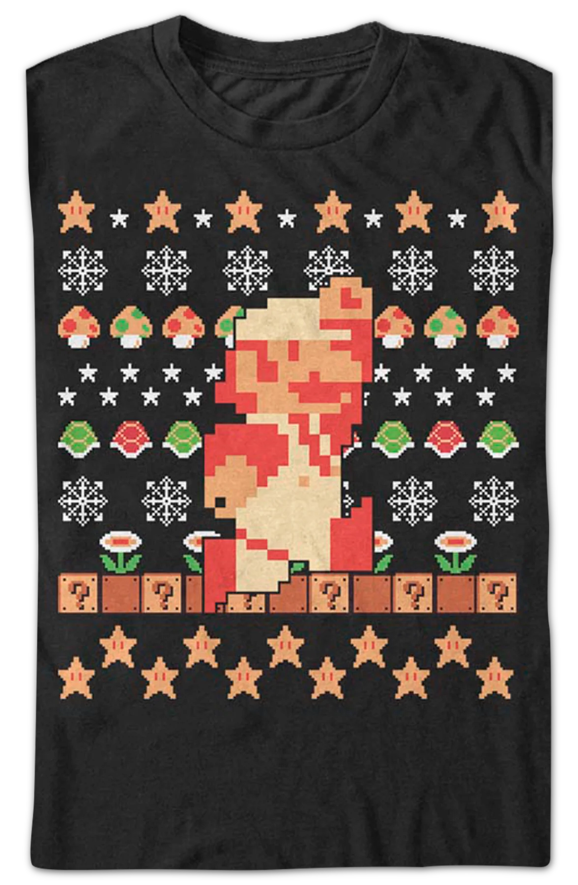 Super Mario Faux Ugly Christmas Sweater Nintendo T-Shirt - Image 2