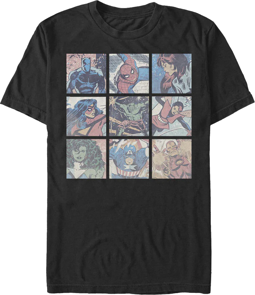 Superhero Panels Collage Marvel Comics T-Shirt