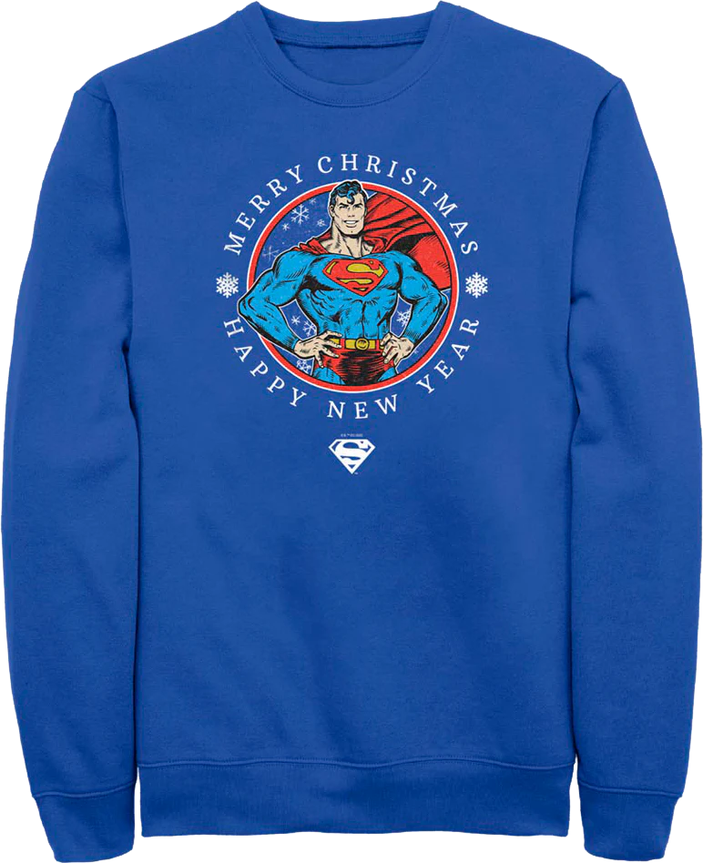 Superman Merry Christmas Happy New Year DC Comics Sweatshirt