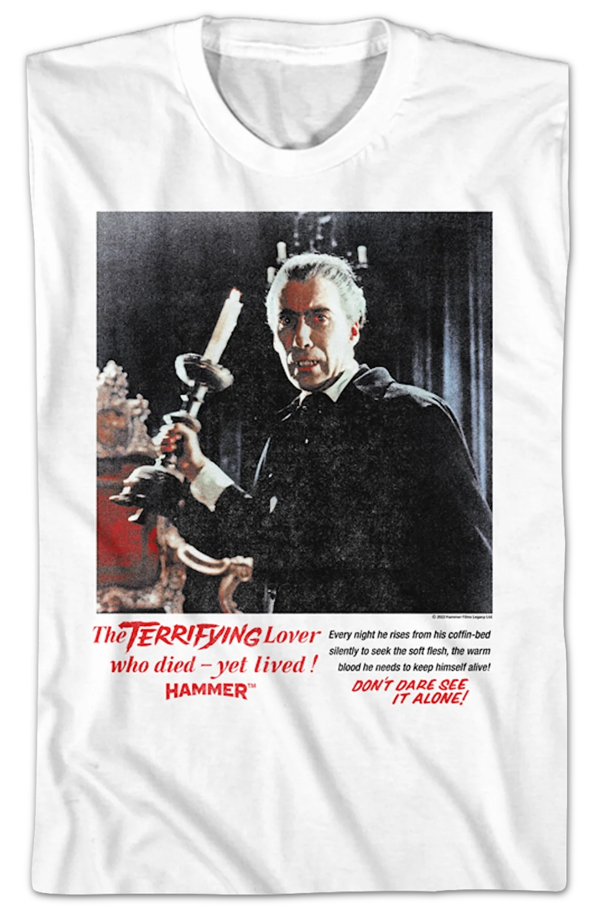 Terrifying Horror Of Dracula Hammer Films T-Shirt - Image 2