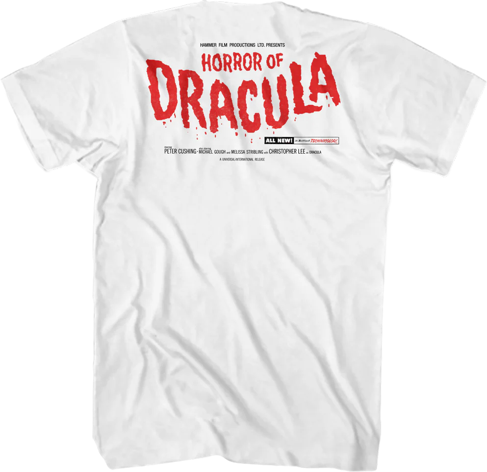 Terrifying Horror Of Dracula Hammer Films T-Shirt - Image 3
