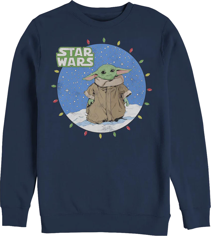 The Child Christmas Lights Circle The Mandalorian Star Wars Sweatshirt