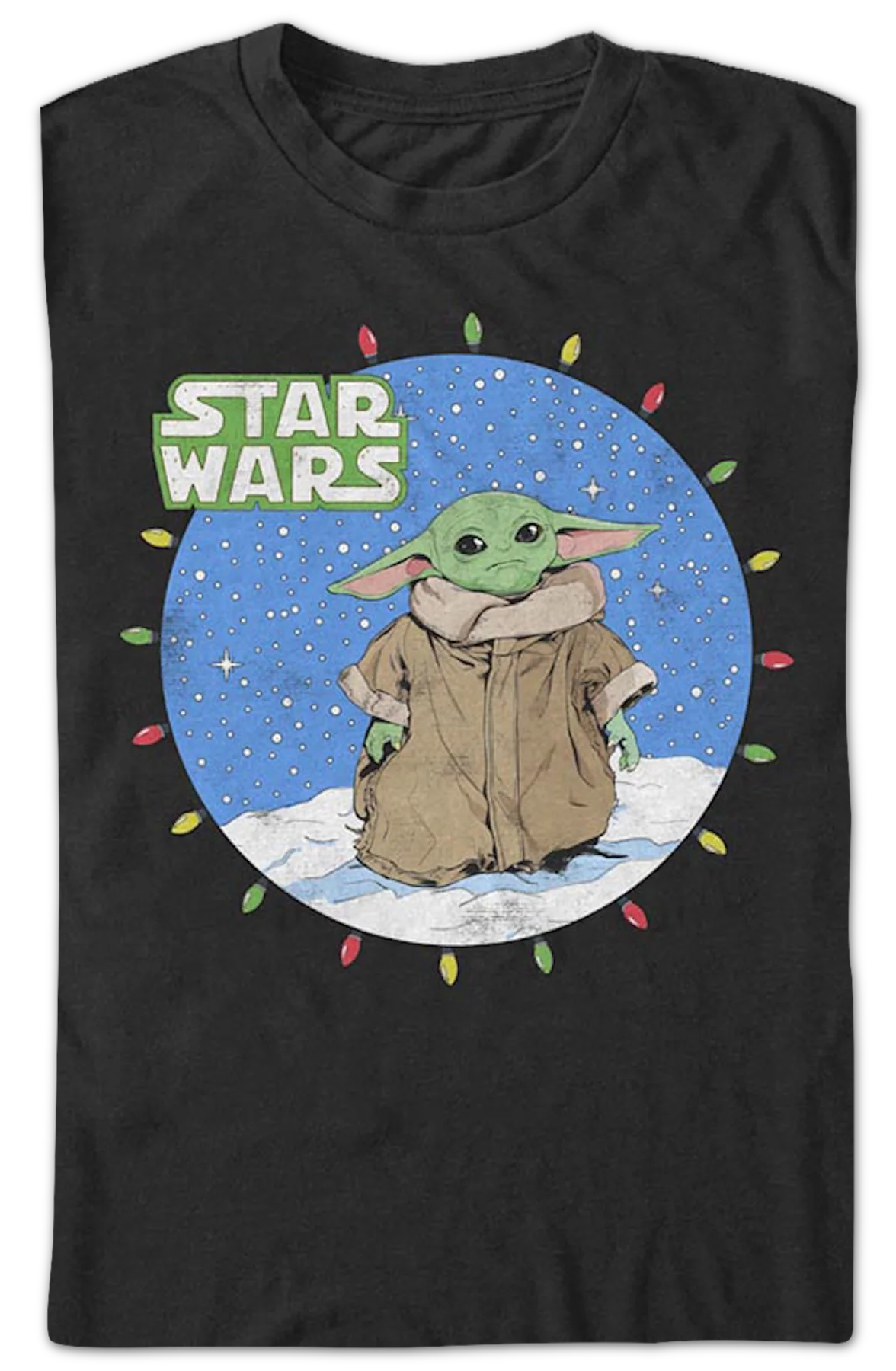 The Child Christmas Lights Circle The Mandalorian Star Wars T-Shirt - Image 2