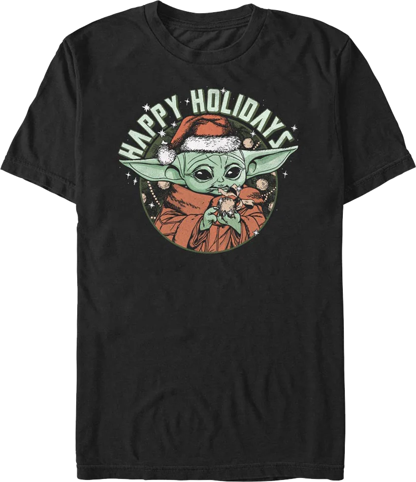 The Child Happy Holidays The Mandalorian Star Wars T-Shirt