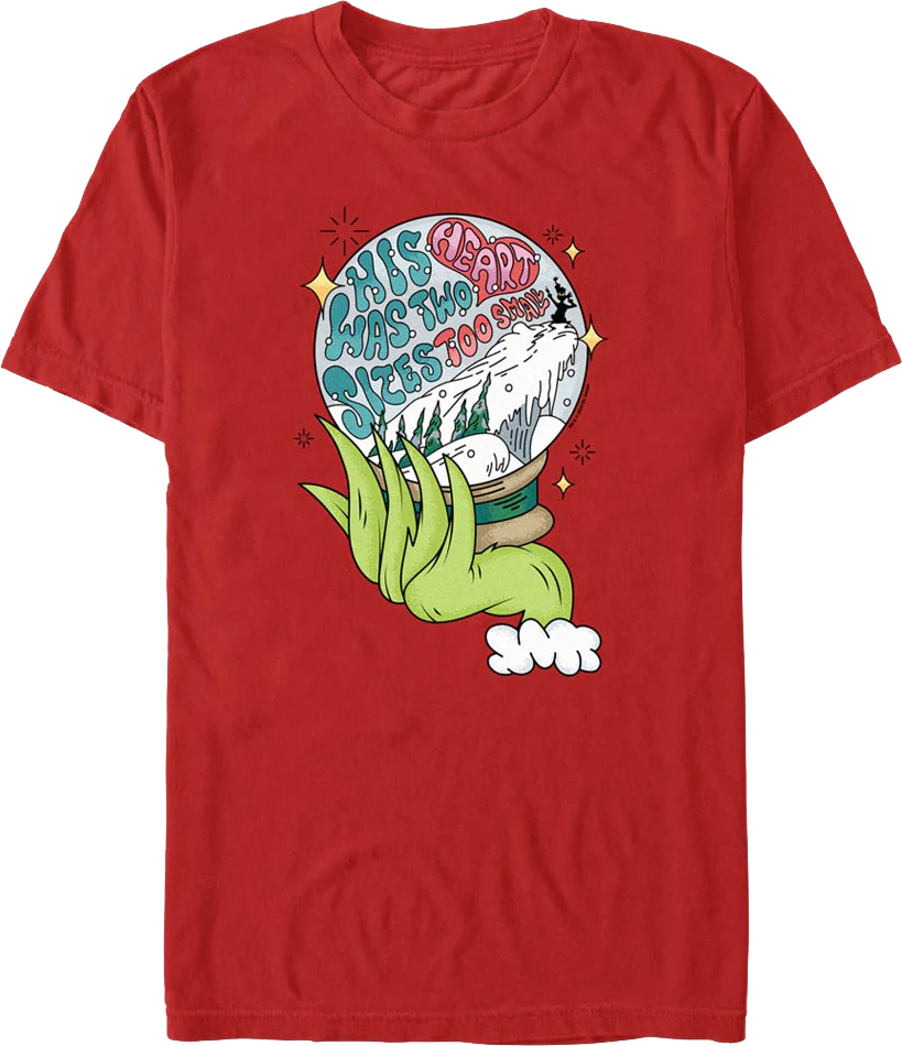 The Grinch Heart Size Snow Globe Dr. Seuss T-Shirt