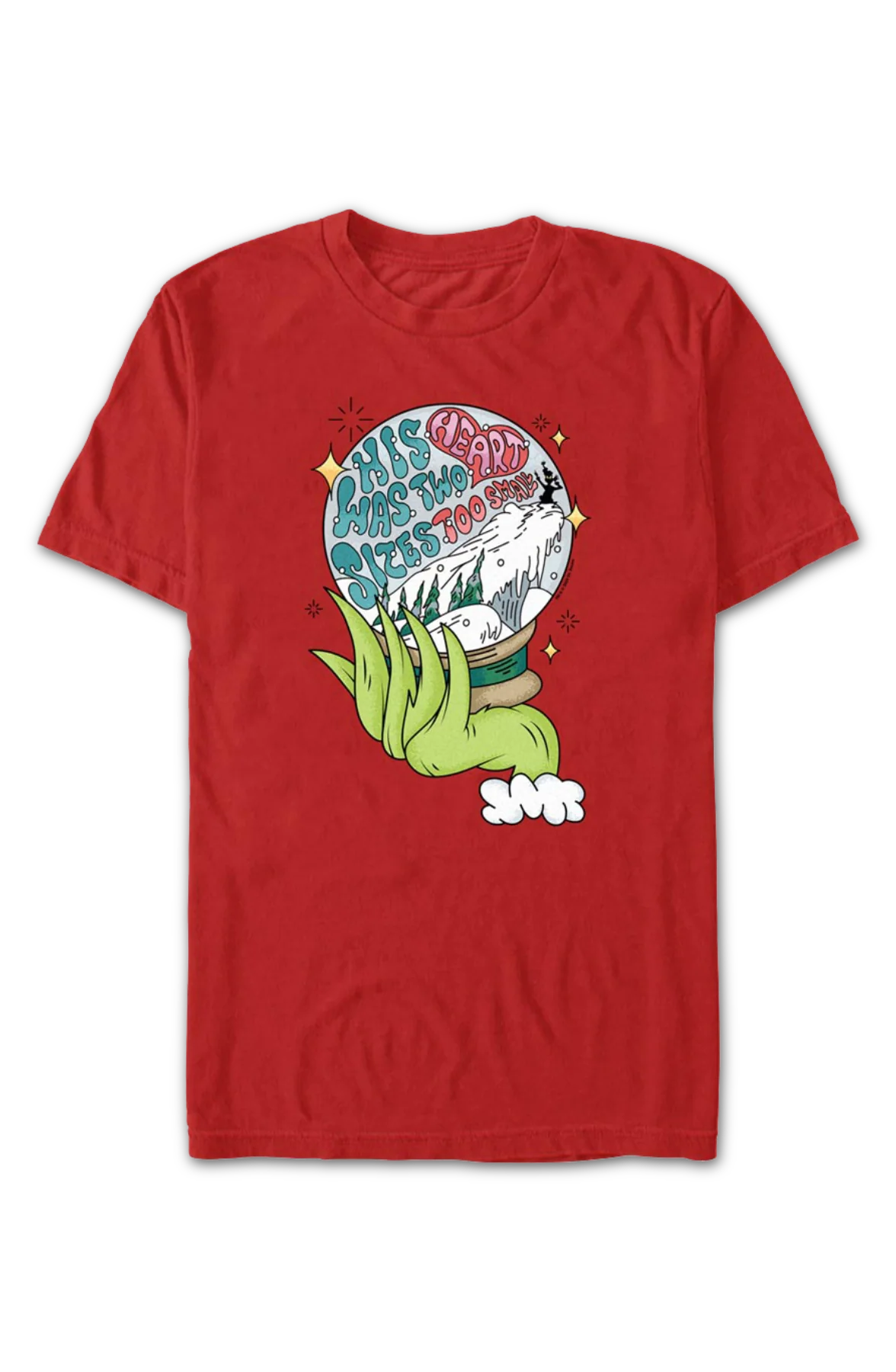 The Grinch Heart Size Snow Globe Dr. Seuss T-Shirt - Image 2