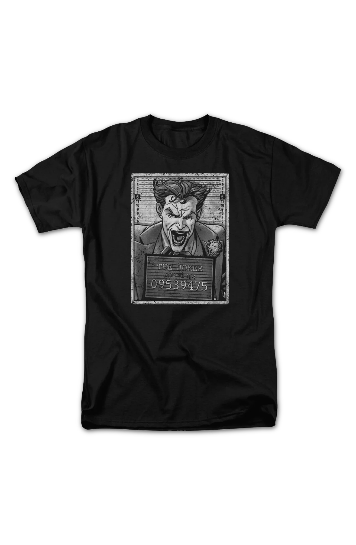 The Joker Black & White Mugshot DC Comics T-Shirt - Image 2