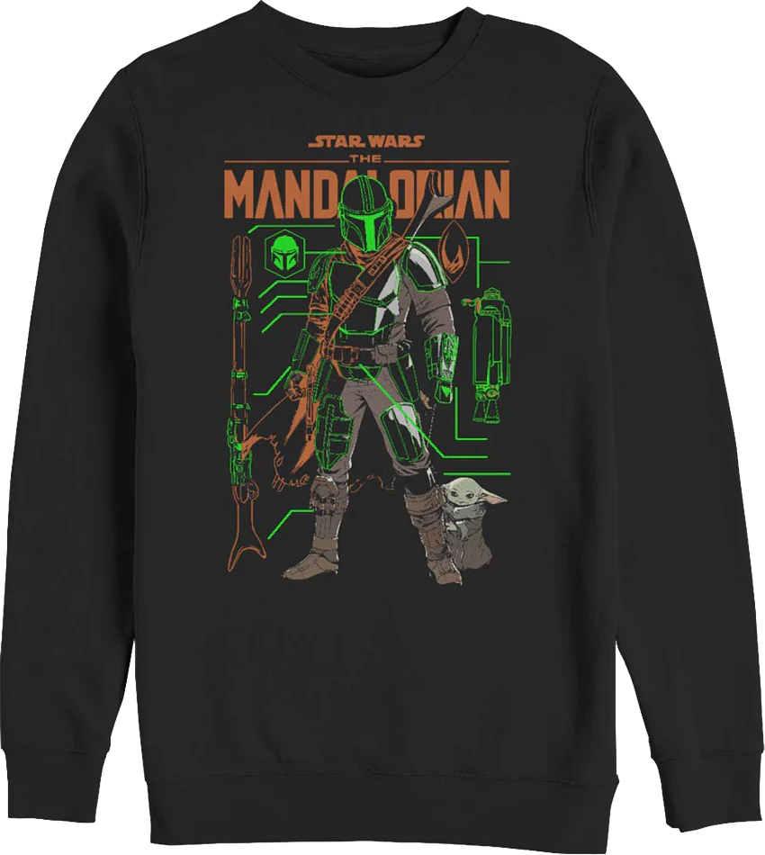 The Mandalorian And The Child Outlines Star Wars Sweatshirt