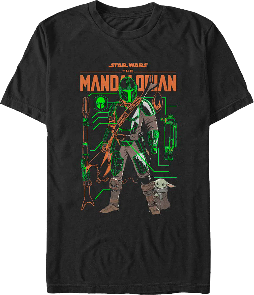 The Mandalorian And The Child Outlines Star Wars T-Shirt