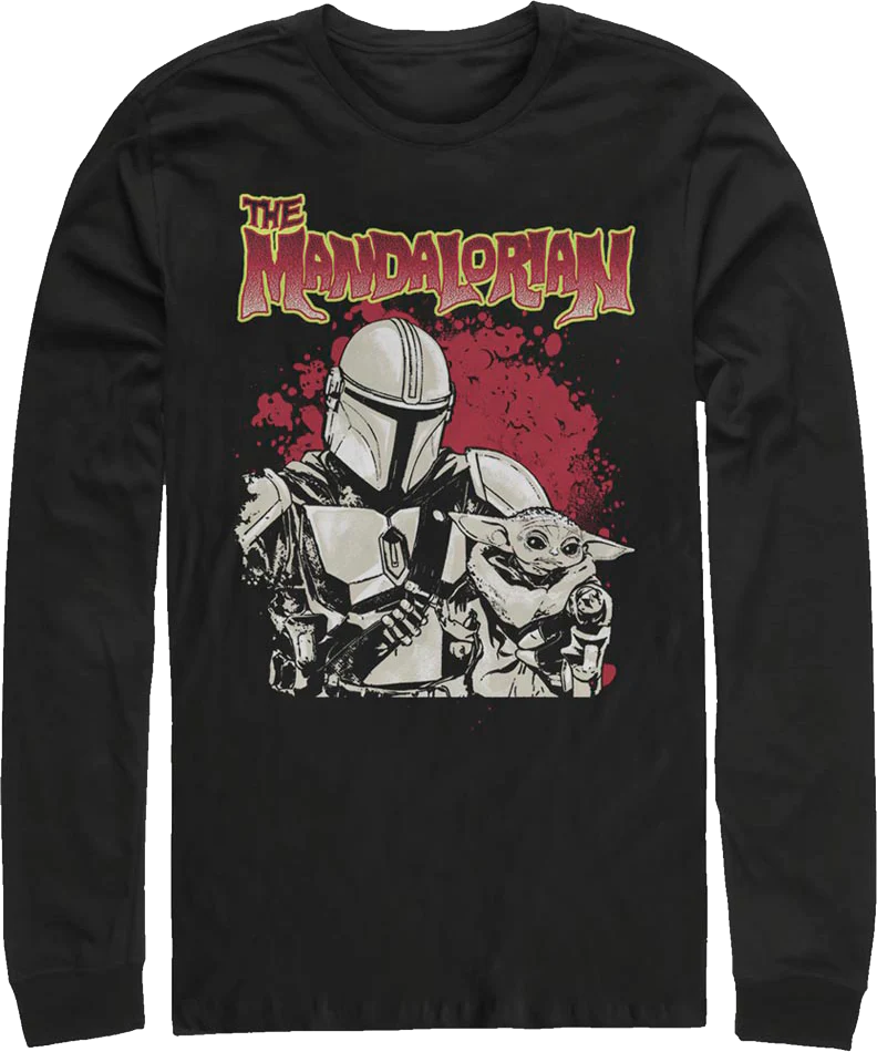 The Mandalorian Bounty Hunter And Child Star Wars Long Sleeve Shirt