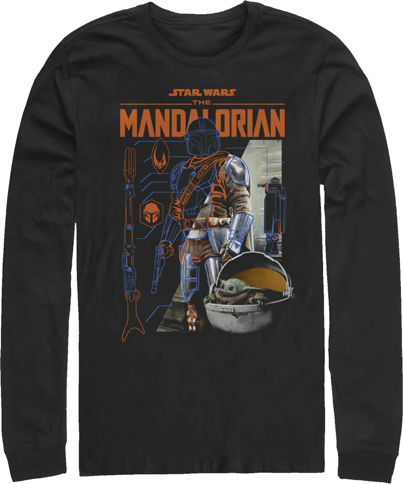 The Mandalorian Outlines Star Wars Long Sleeve Shirt