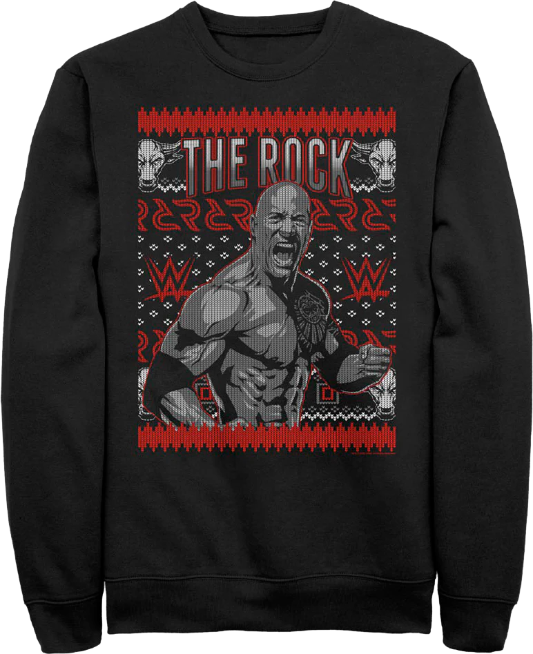 The Rock Faux Ugly Christmas Sweater WWE Sweatshirt