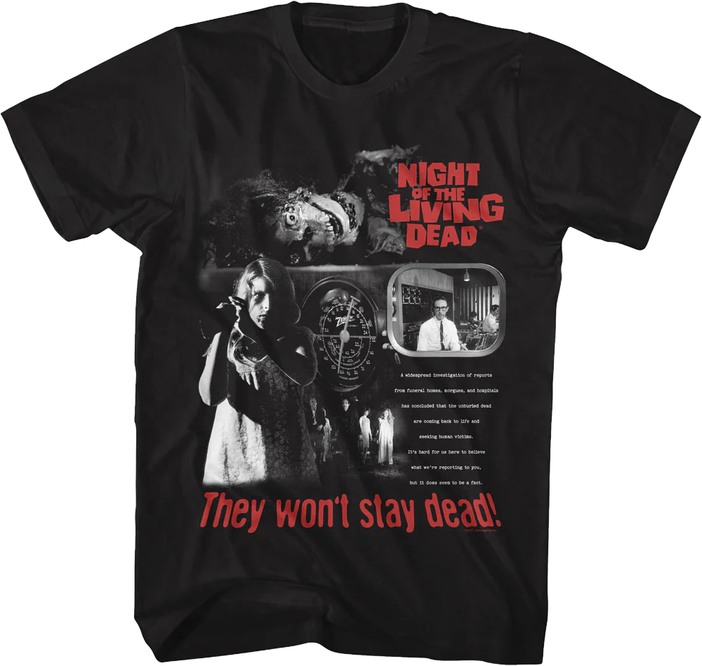 They Won't Stay Dead Collage Night Of The Living Dead T-Shirt