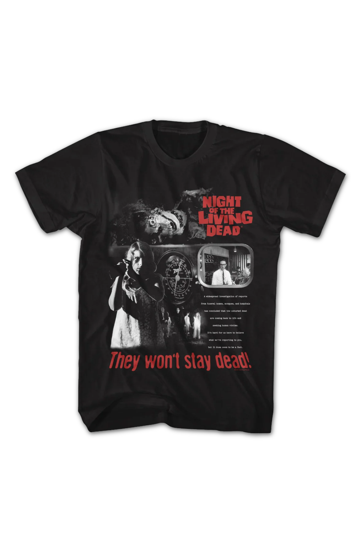 They Won't Stay Dead Collage Night Of The Living Dead T-Shirt - Image 2