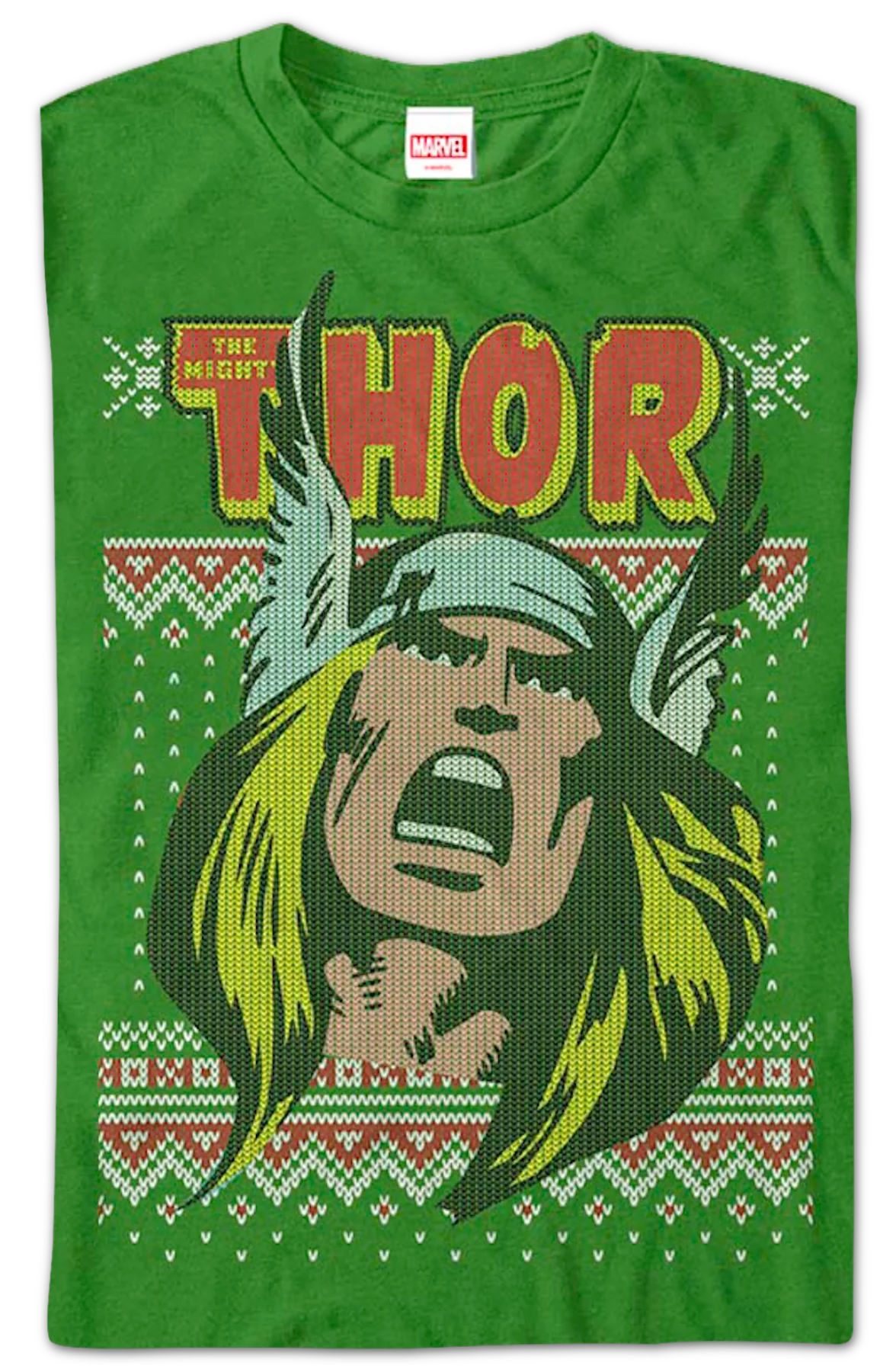 Thor Faux Ugly Christmas Sweater Marvel Comics T-Shirt - Image 2