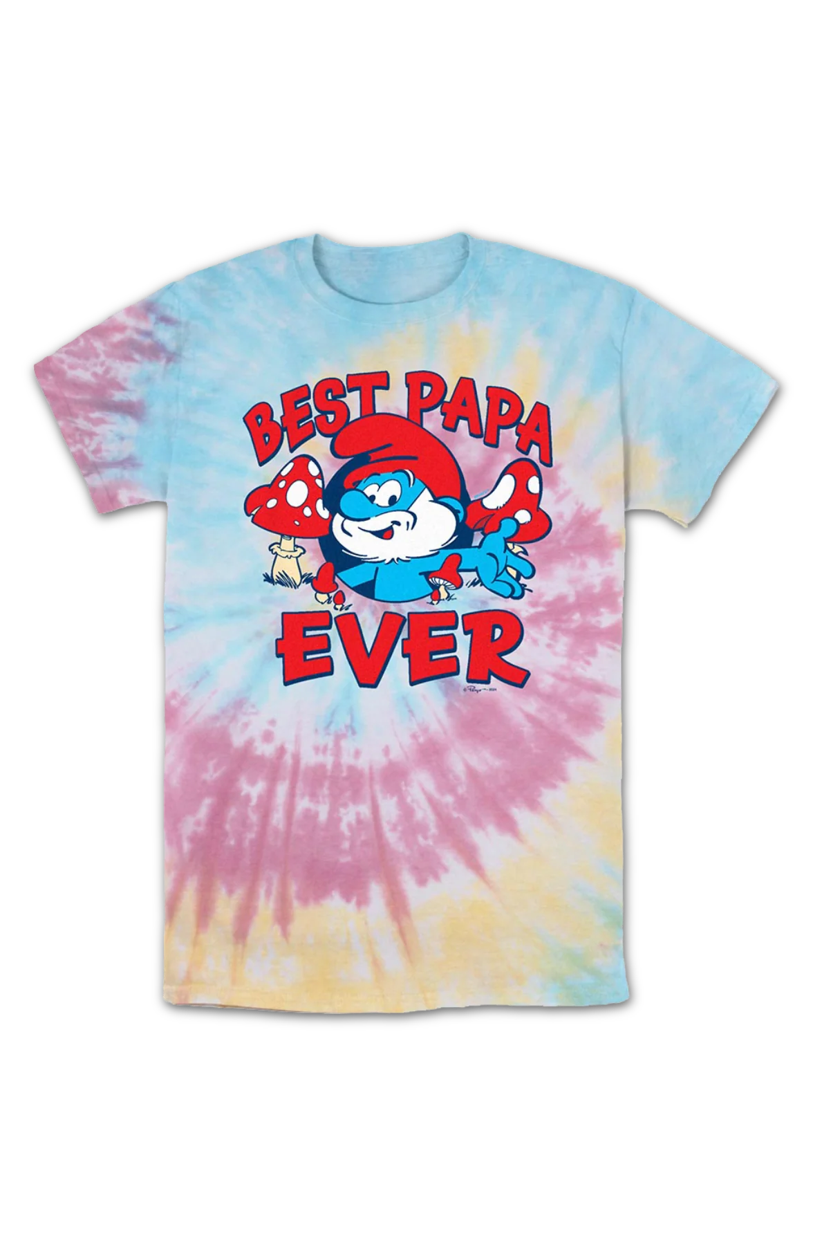 Tie Dye Best Papa Ever Smurfs T-Shirt - Image 2