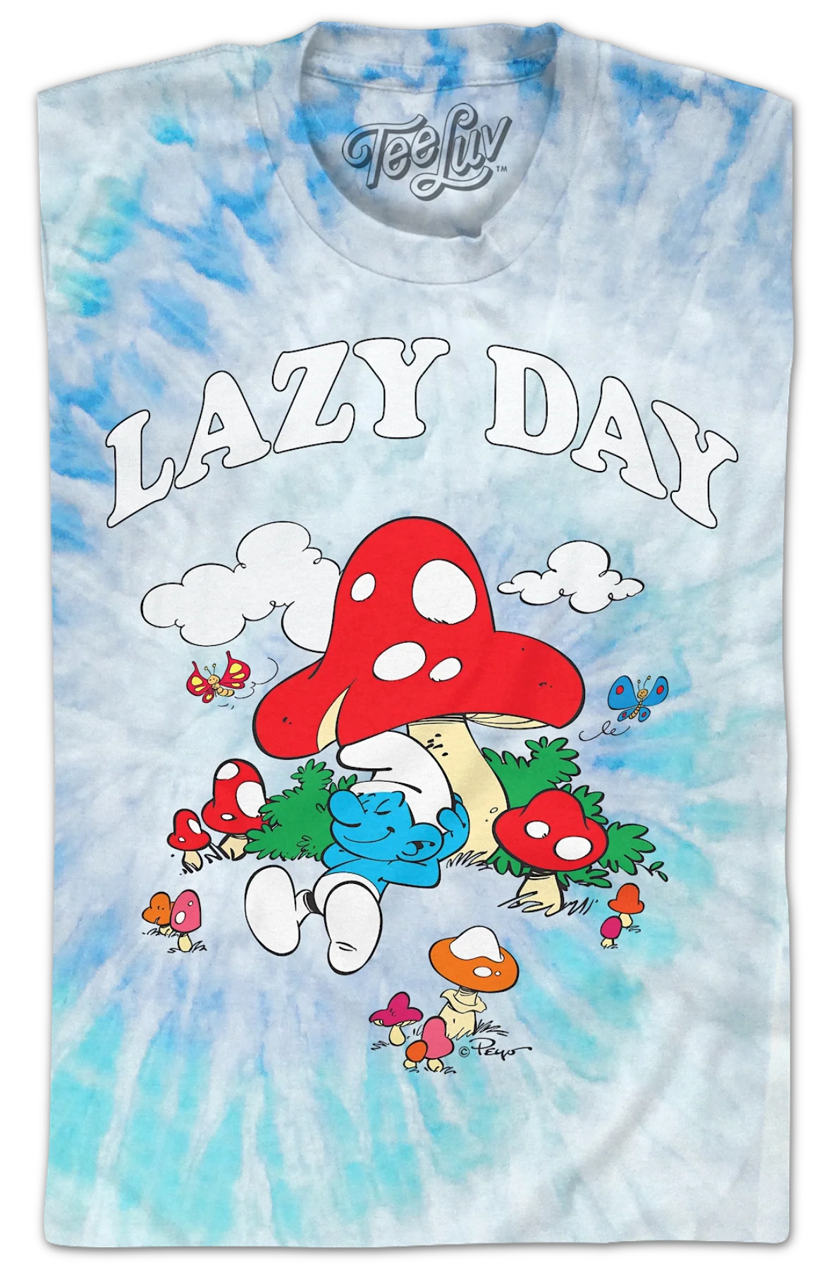 Tie Dye Lazy Day Smurfs T-Shirt - Image 2
