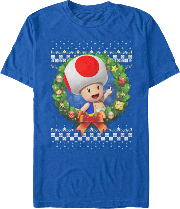Toad Christmas Wreath Super Mario Bros. T-Shirt
