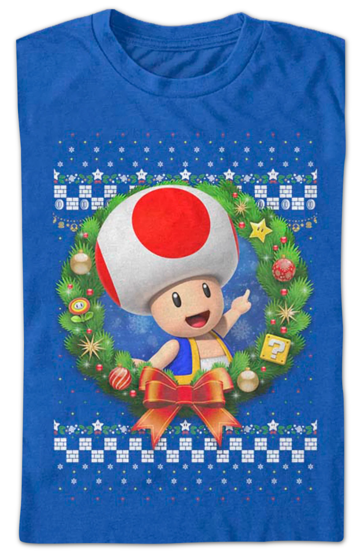 Toad Christmas Wreath Super Mario Bros. T-Shirt - Image 2