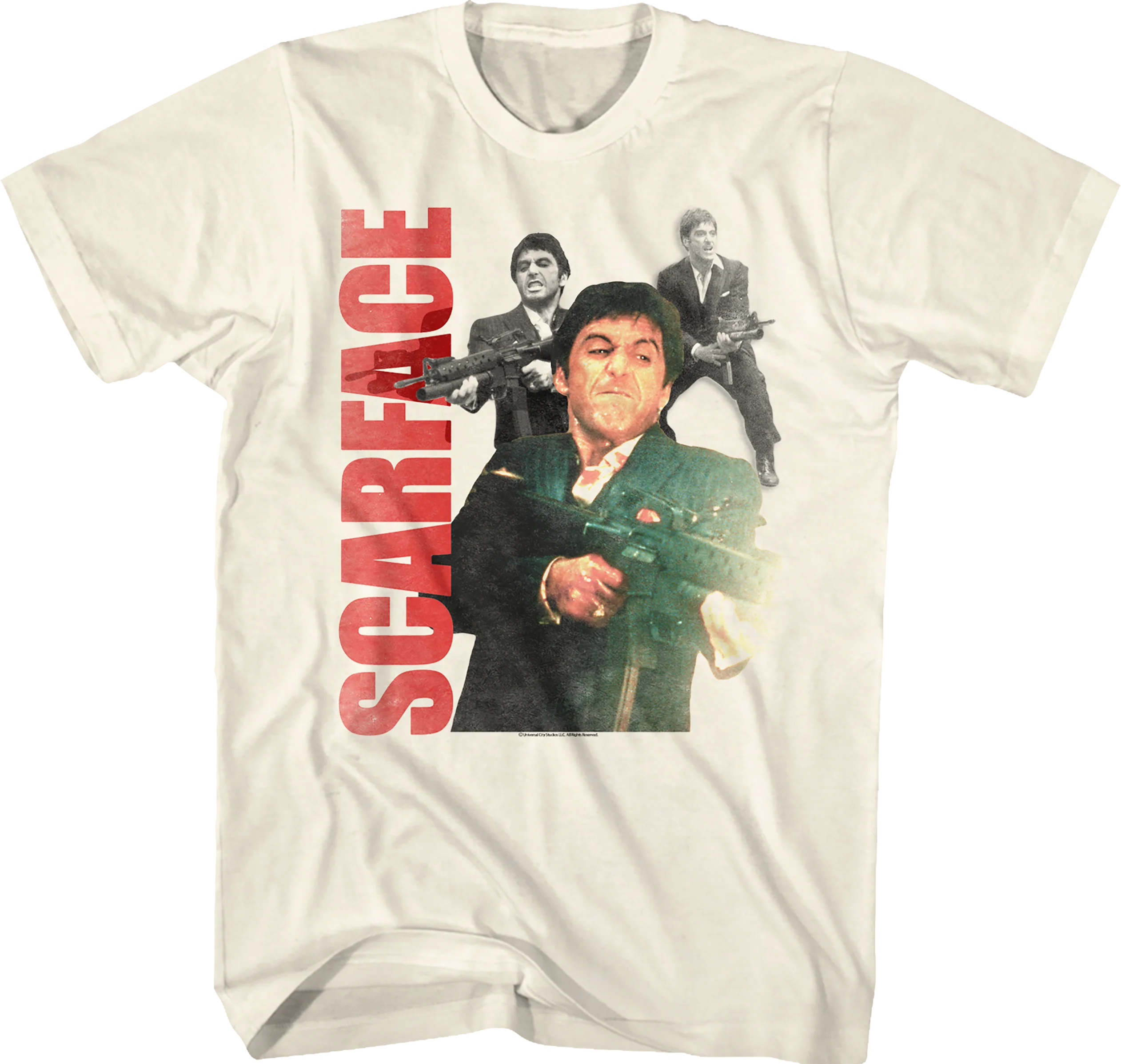 Tony Montana Shooting Collage Scarface T-Shirt