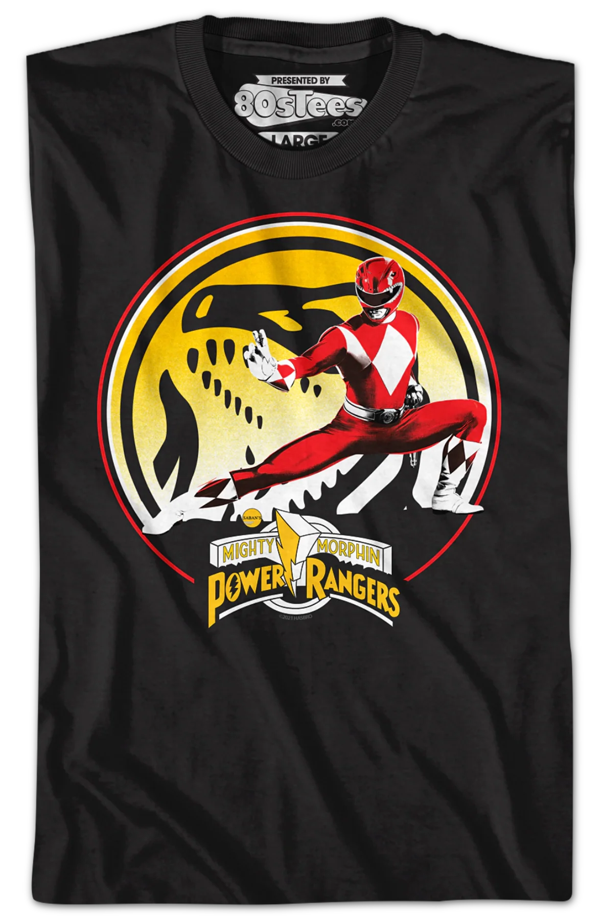Tyrannosaurus Power Coin Mighty Morphin Power Rangers T-Shirt - Image 2