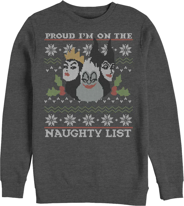 Ugly Faux Knit Naughty List Disney Villains Sweatshirt