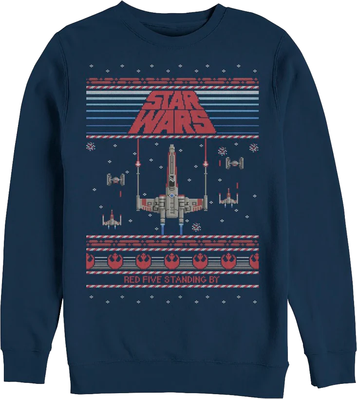 Ugly Faux Knit Red Five Star Wars Sweatshirt