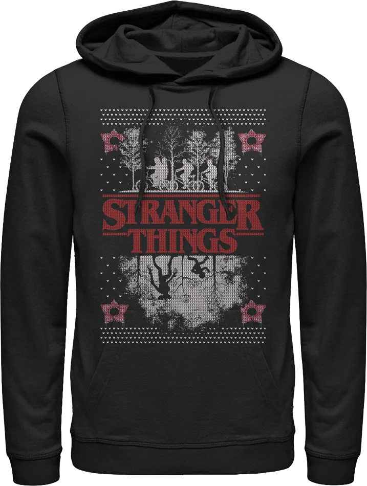 Upside Down Faux Ugly Christmas Sweater Stranger Things Hoodie