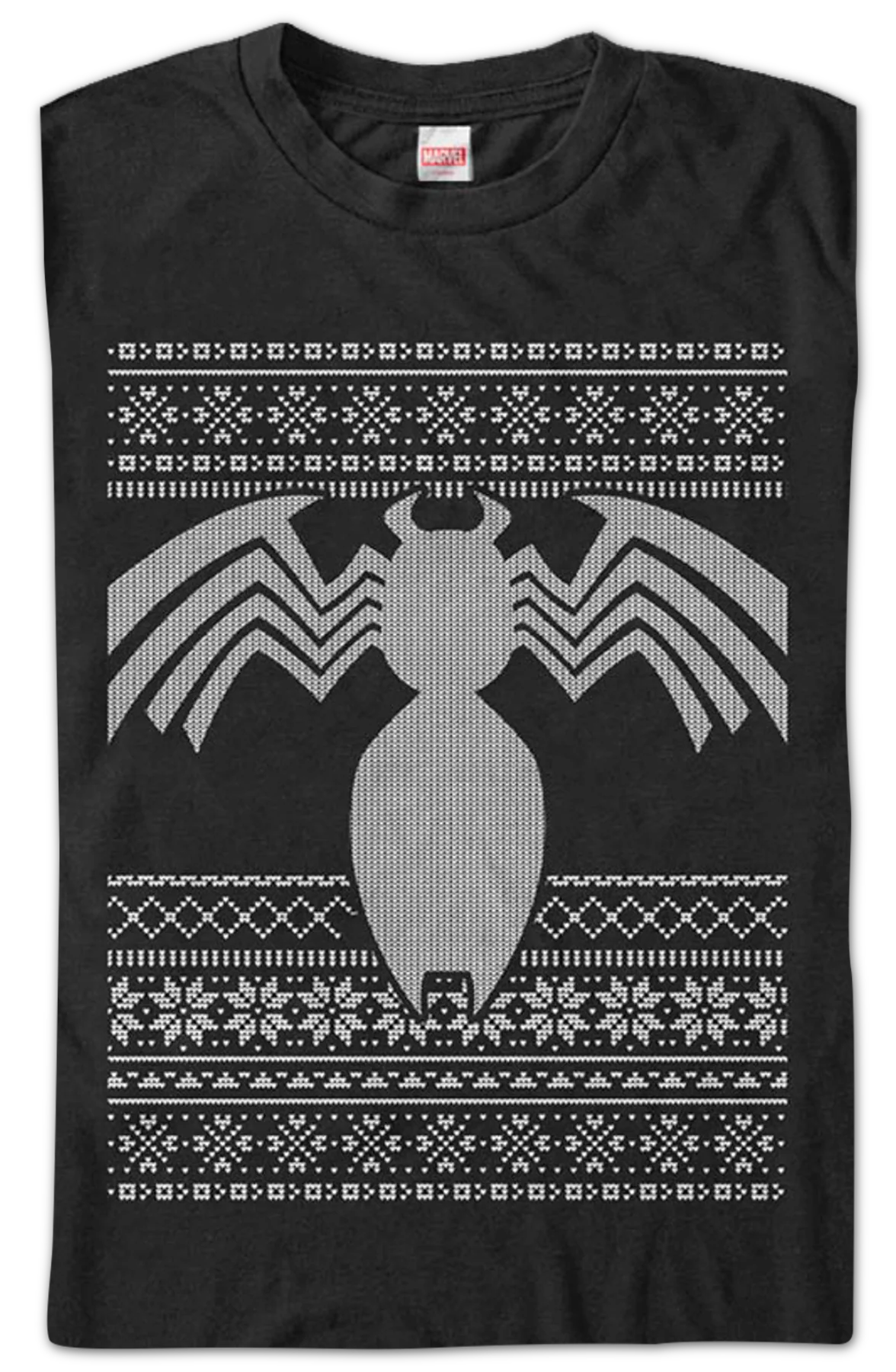 Venom Faux Ugly Christmas Sweater Marvel Comics T-Shirt - Image 2